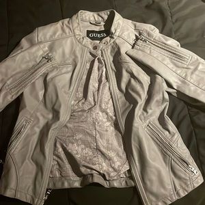 This is a medium sized grey guess leather jacket